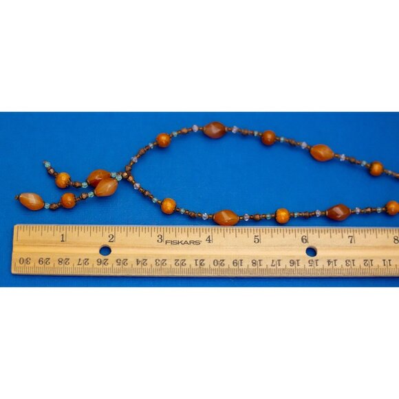 18 inch, Vintage Beaded Orange Beads Bohemian Hippie Necklace - D11 - Picture 3 of 3